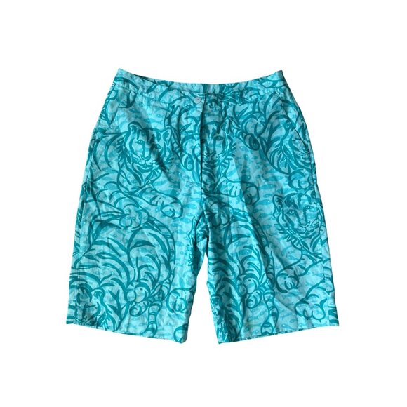 LILLY PULITZER Vintage Tiger Print Cotton Bermuda Shorts Sz 4 - Picture 1 of 7